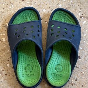 CROCS Kids' Dark Blue and Bright Green Sandals